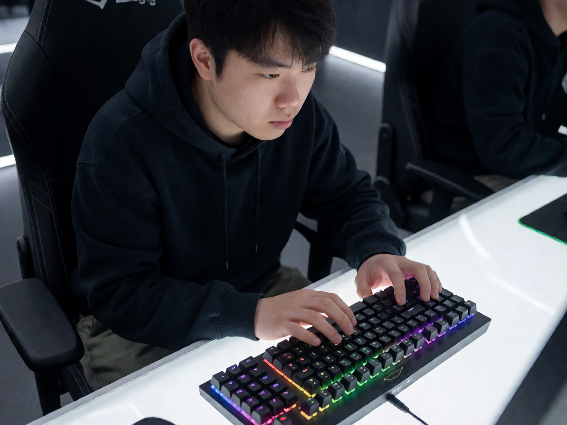 电竞选手在键盘前操作